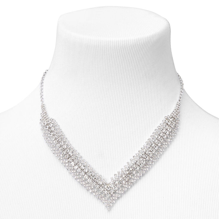Silver Rhinestone Teardrop Jewelry Set - 2 Pack,