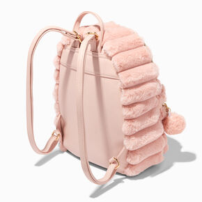 Blush Pink Furry Medium Backpack,