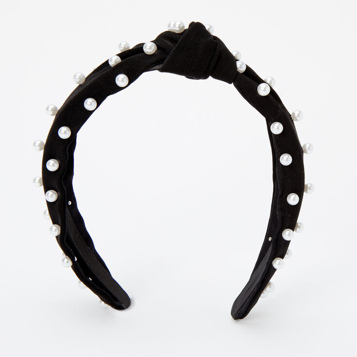 Black Velvet Pearl Knotted Headband,