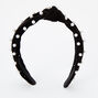 Black Velvet Pearl Knotted Headband,