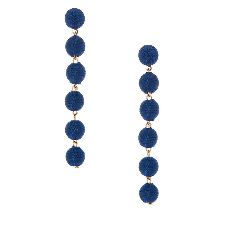 3" Thread Wrapped Ball Drop Earrings - Navy,