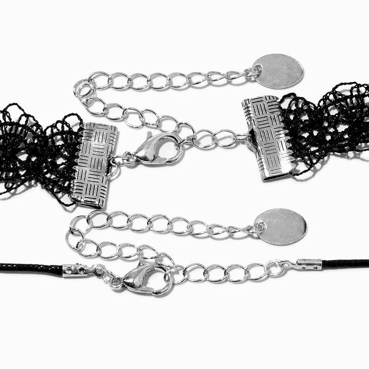 Black Lace &amp; Snake Choker Necklaces - 2 Pack,