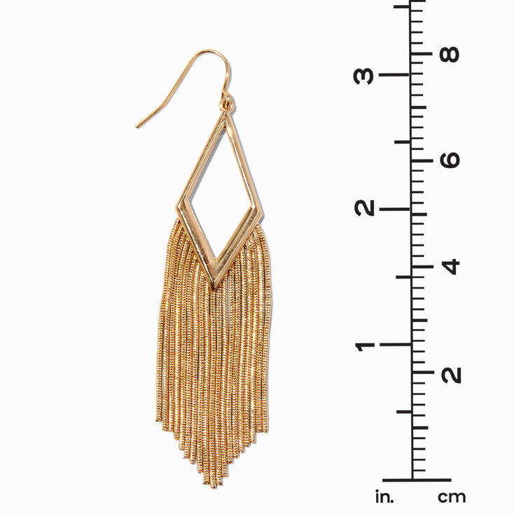 Gold-tone Diamond Fringe 5&quot; Drop Earrings ,