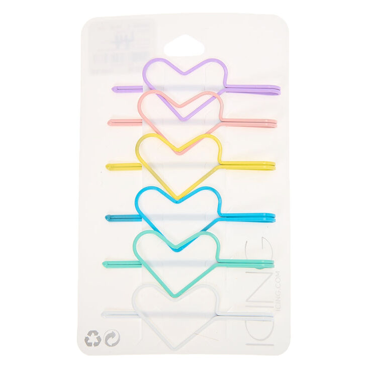 Pastel Heart Hair Pins - 6 Pack,