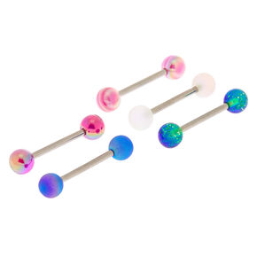 Silver Cosmic Barbell Tongue Rings - 5 Pack,