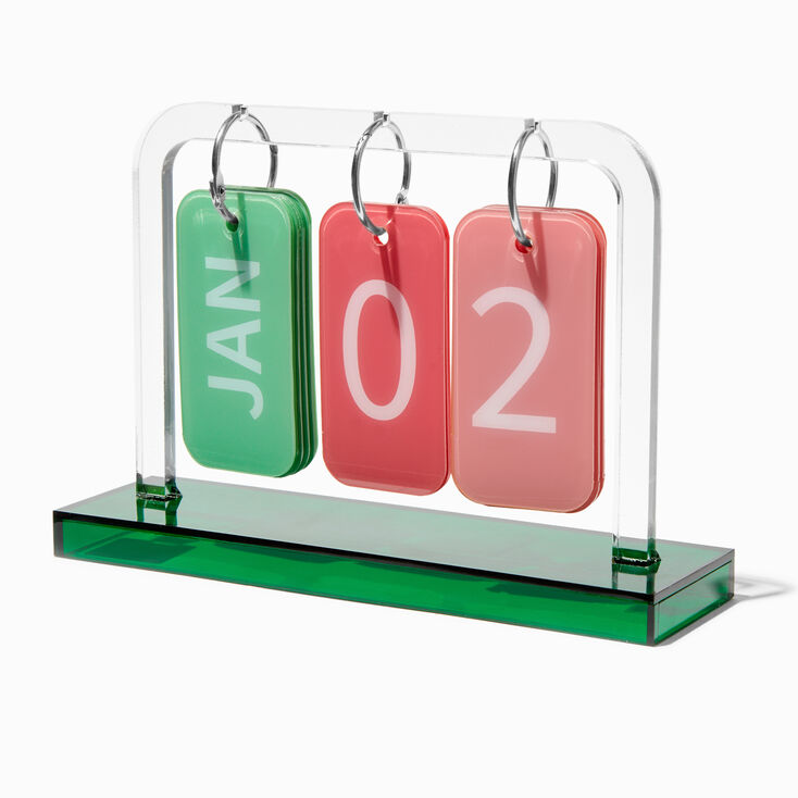 Pink &amp; Green Clear Acrylic Flip Calendar,