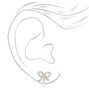 Silver Crystal Bow Clip On Stud Earrings,