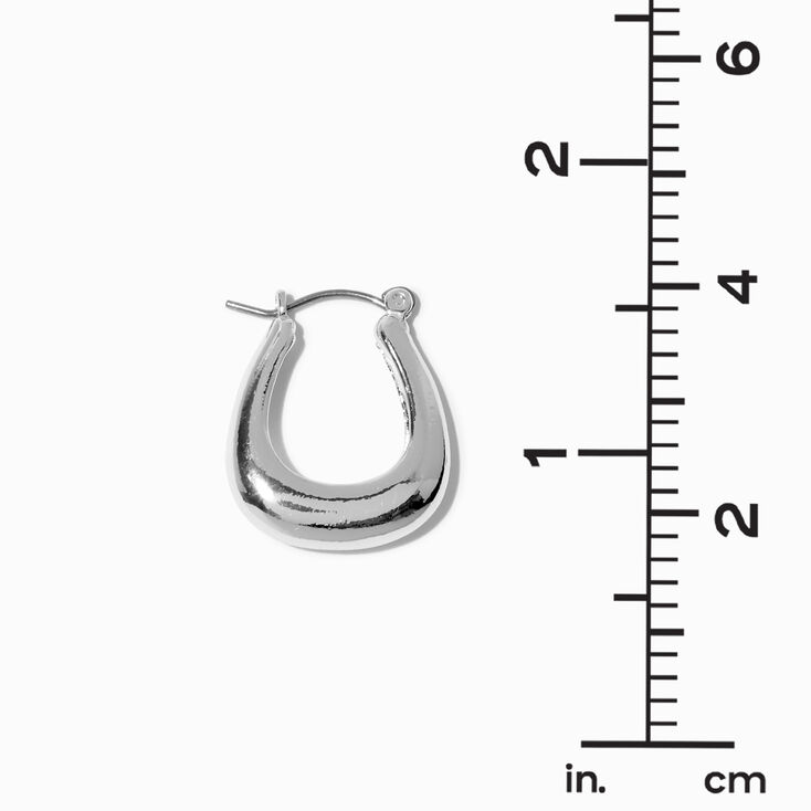 Silver-tone Squared Oval 15MM Hoop Earrings,