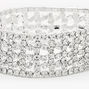 Silver Rhinestone Wide Cuff Stretch Bracelet,
