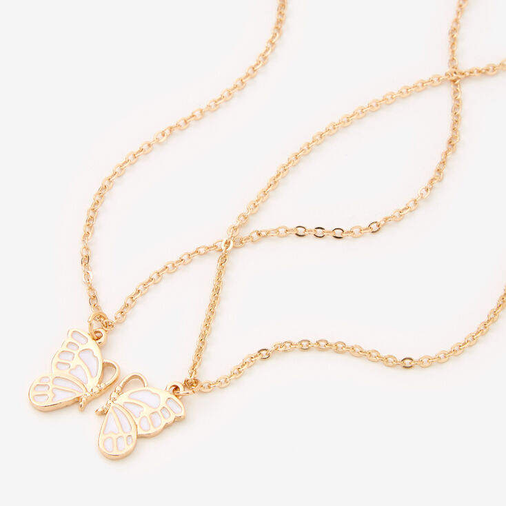 Best Friends White Butterfly Pendant Necklaces - 2 Pack,