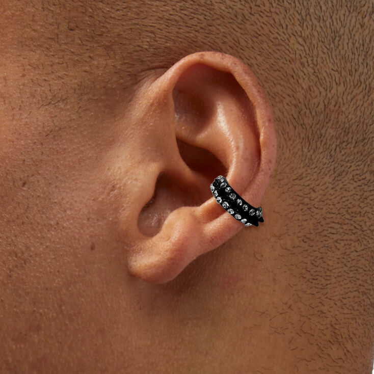 Black Spike &amp; Crystal Ear Cuff ,