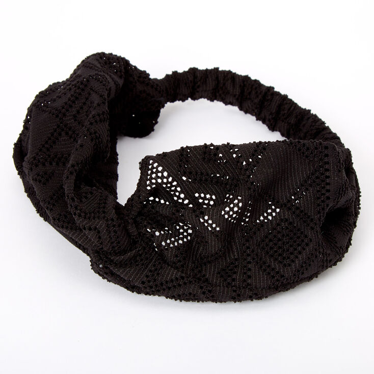 Aztec Mesh Twisted Headwrap - Black,