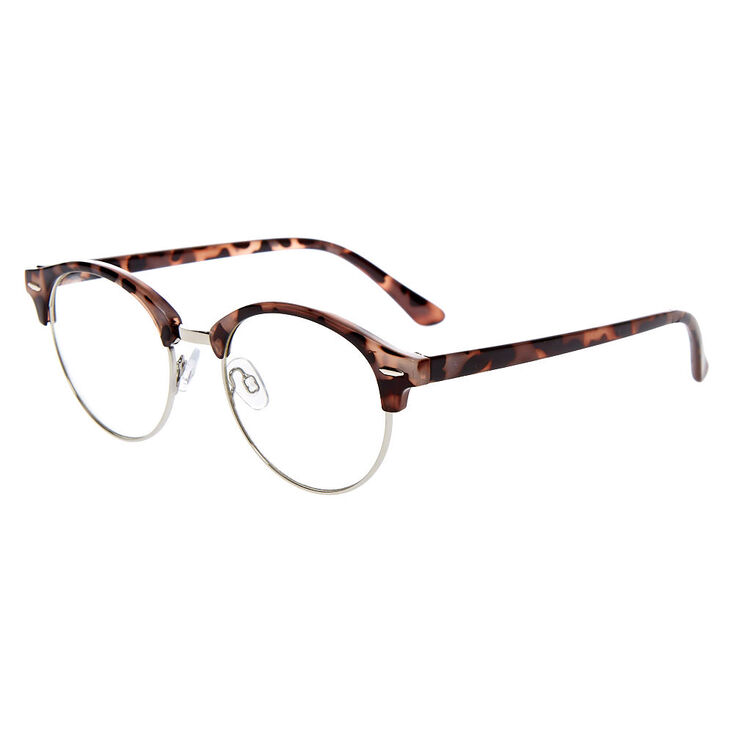 Tortoiseshell Browline Clear Lens Frames - Gray,