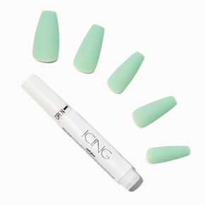 Matte Mint Green Squareletto Vegan Faux Nail Set - 24 Pack,