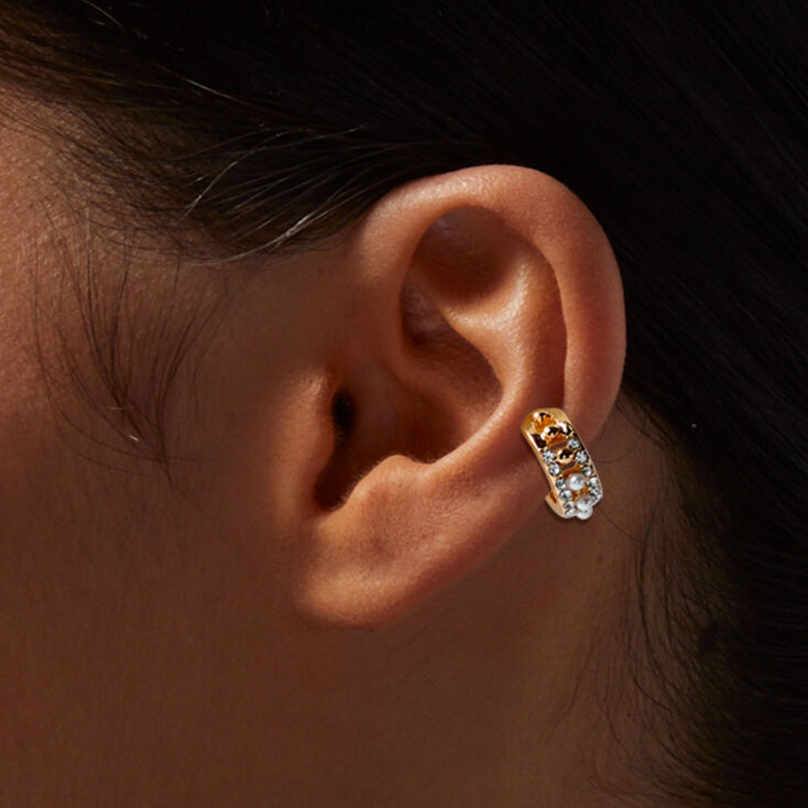 Gold-tone Circle Stud &amp; Ear Cuff Earring Stackables - 6 Pack,