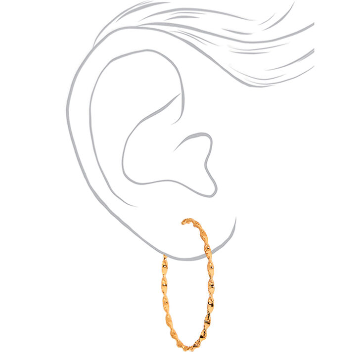 Gold 60MM Twisted Hoop Earrings,