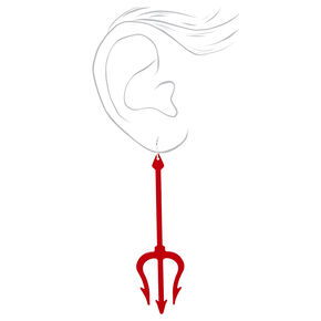 Red Devil Pitchfork Drop Earrings,
