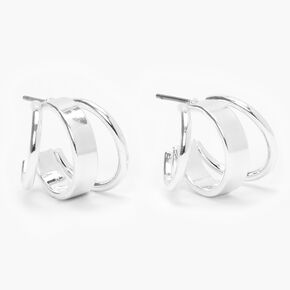 Silver 15MM Triple Hoop Earrings,