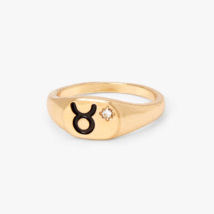 Gold Zodiac Signet Ring - Taurus,