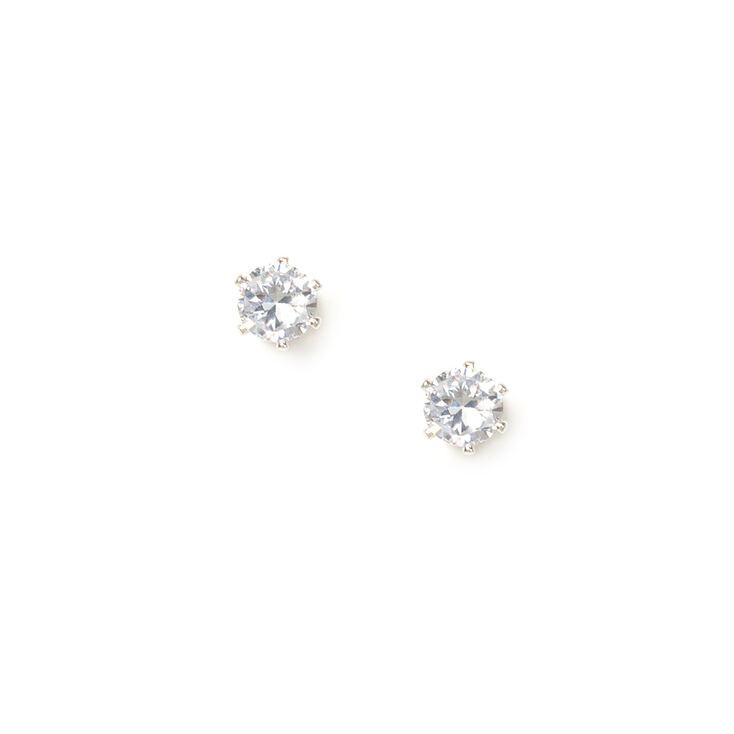 4MM Round & Quartered Cubic Zirconia Cupcake Set Stud Earrings,