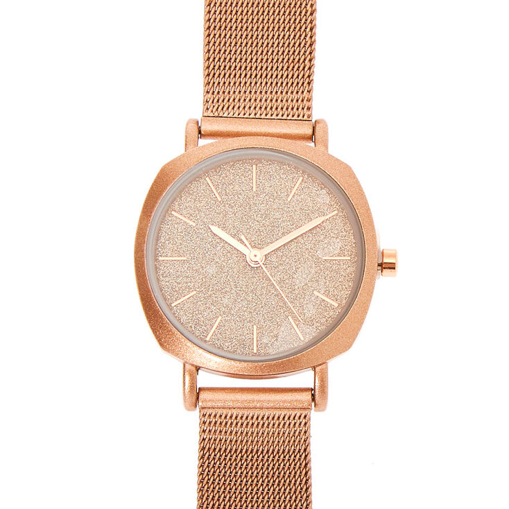 Rose Gold Mesh Classic Watch,