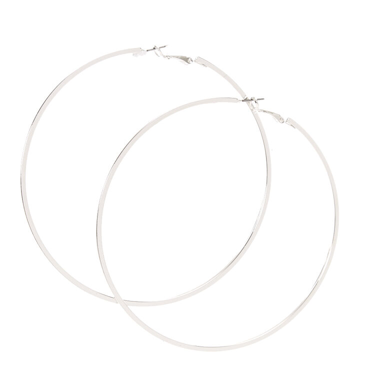 90MM Squared Edge Gold Tone Hoop Earrings,