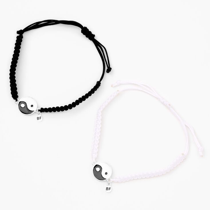 Yin Yang Adjustable Knotted Cord Friendship Bracelets - 2 Pack,