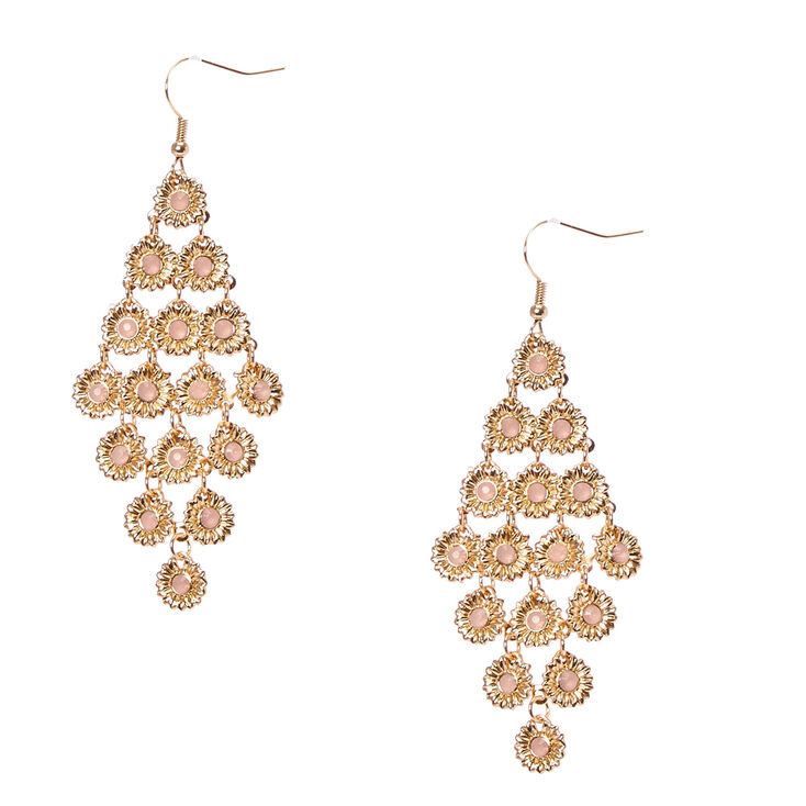 Gold-Tone Sunflower Drop Earrings,