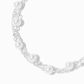 Silver Pearl Multi-Strand Bracelet,
