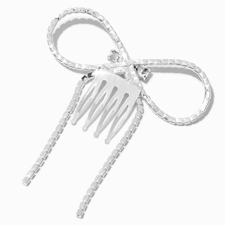 Silver-tone Rhinestone Bow Hair Comb,