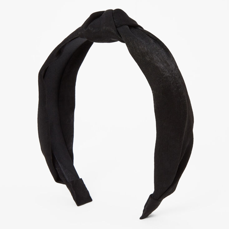 Satin Knotted Headband - Black,