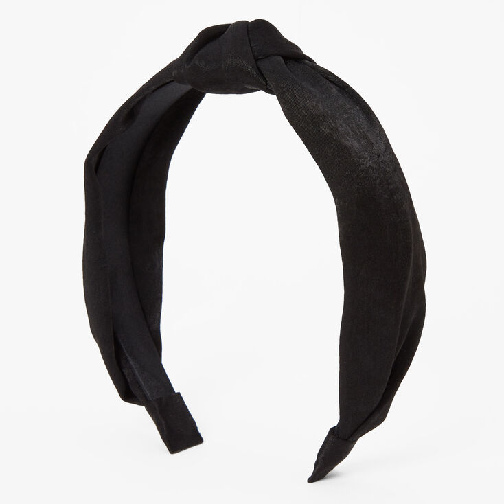 Satin Knotted Headband - Black,