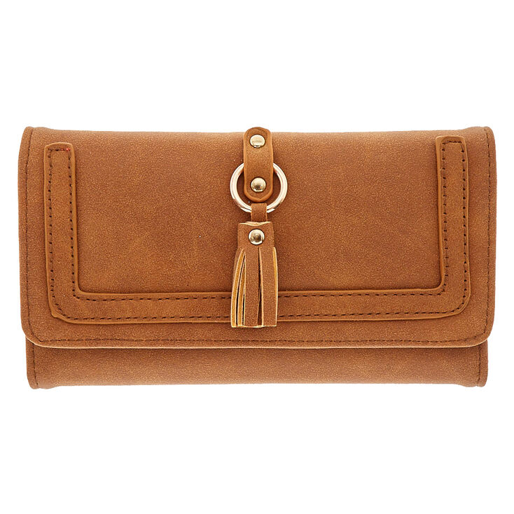 Tan Faux Leather Phone Wallet,