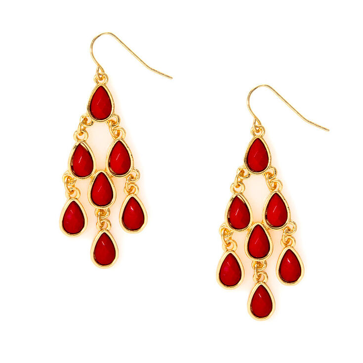 Gold Framed Red Teardrops Chandelier Drop Earrings Icing Us Gold Framed Red Teardrops Chandelier Drop Earrings