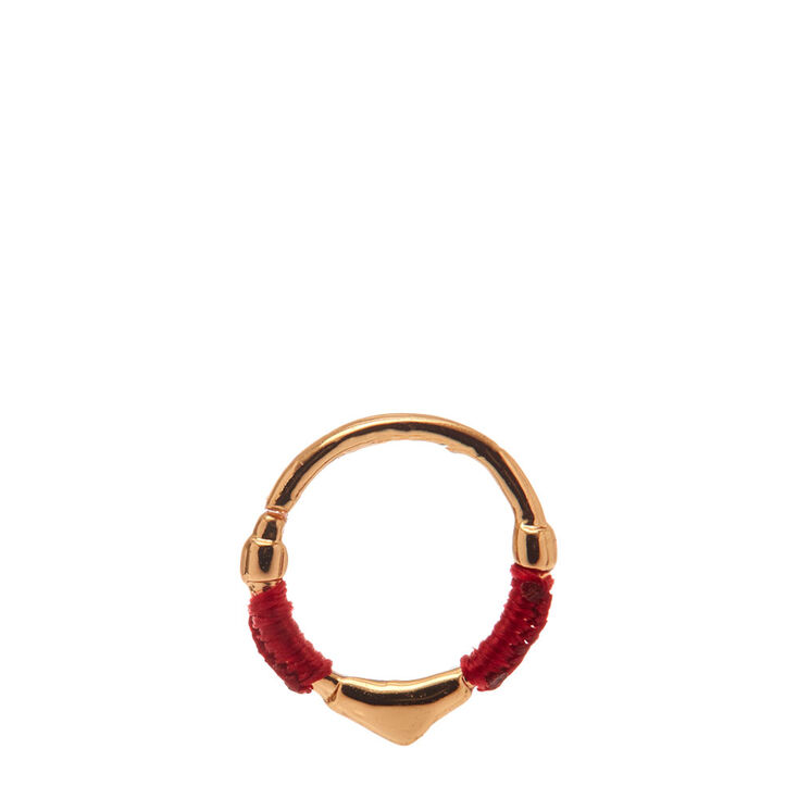 Red Wrapped Gold Hoop Cartilage Earring,