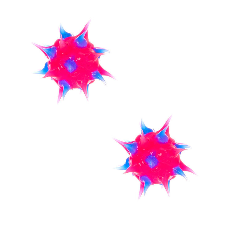Sterling Silver Blue & Pink Rave Ball Stud Earrings,