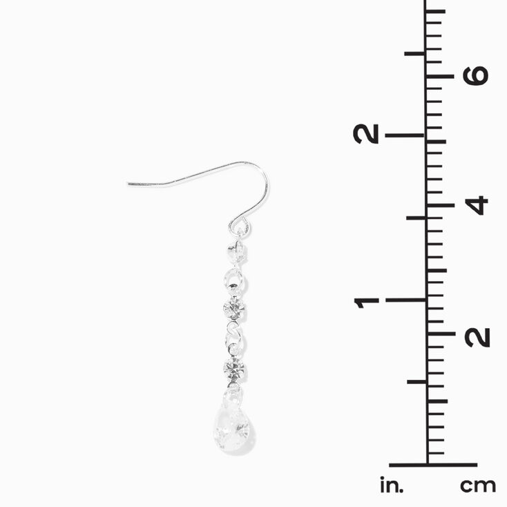 Silver Delicate Cubic Zirconia 1.5&quot; Drop Earrings,