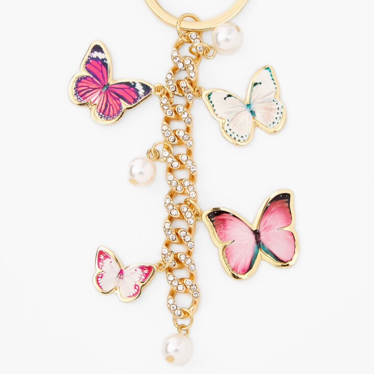 Embellished Pink Butterfly Charm Keychain,