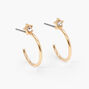 Gold 15MM Crystal Post Hoop Earrings,