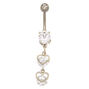 14G Sterling Silver Heart Charm Dangle Belly Ring,