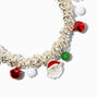 Christmas Jingle Bell Gold Beaded Stretch Bracelet,