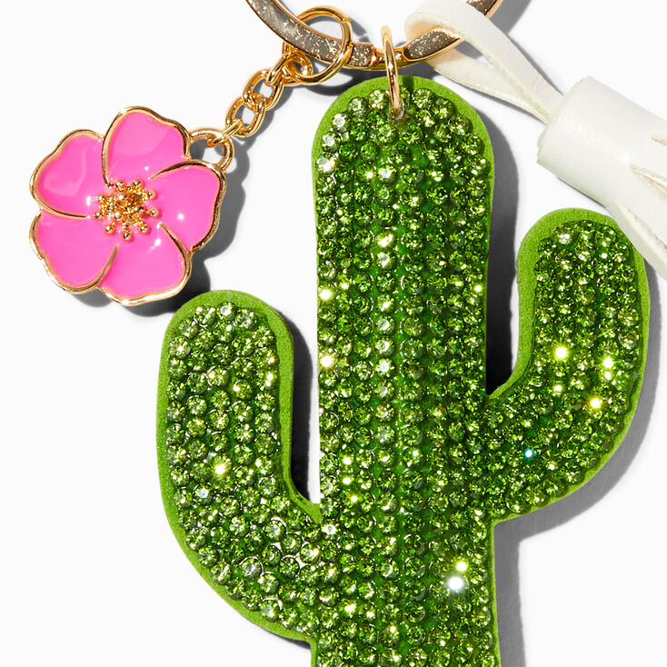 Icing Cow Print Saguaro Cactus Keychain