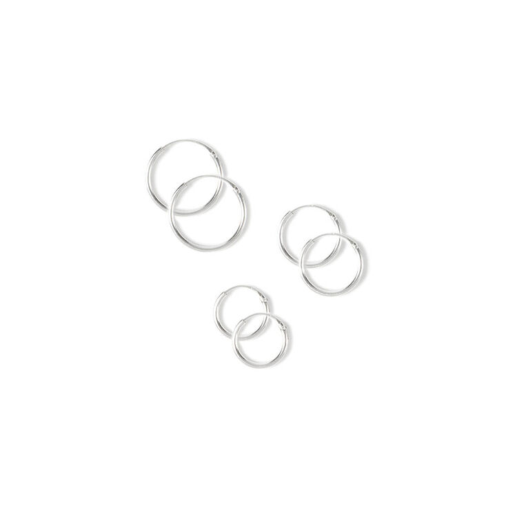 Sterling Silver Hoop Earrings - 3 Pack