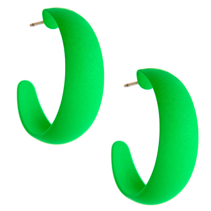 25MM Rubber Hoop Earrings - Neon Green,