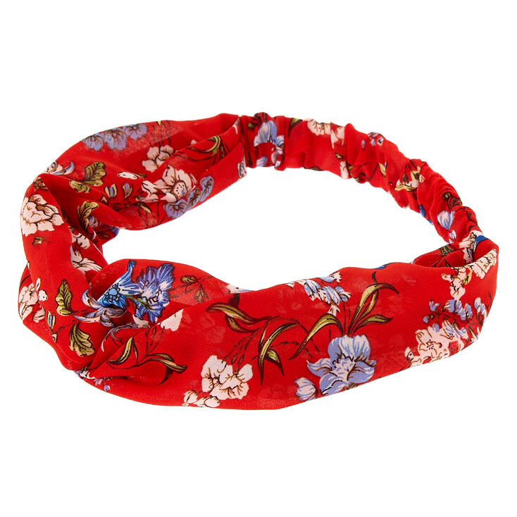 Floral Knot Headwrap - Red,