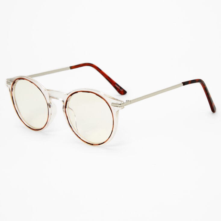 Solar Blue Light Reducing Round Clear Lens Frames - Brown Tortoise,