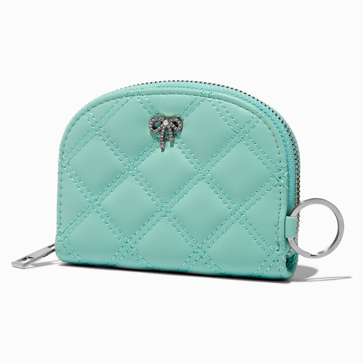 Crystal Bow Quilted Mint Green Wallet,
