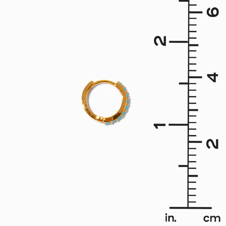 Icing Select 18k Gold Plated 10MM Turquoise Clicker Hoop Earrings,