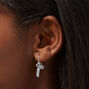 Silver-tone Crystal Bow 1&quot; Drop Earrings,