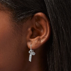 Silver-tone Crystal Bow 1&quot; Drop Earrings,